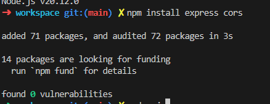 Express ja Cors paigaldamine